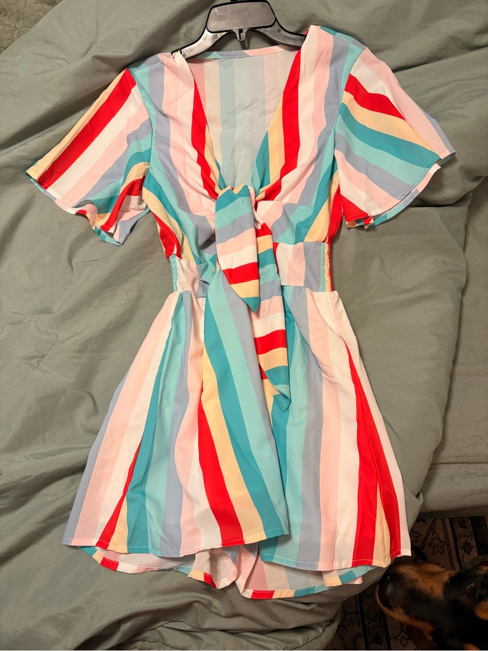 Women’s Multicolor Striped Tie-Front Romper